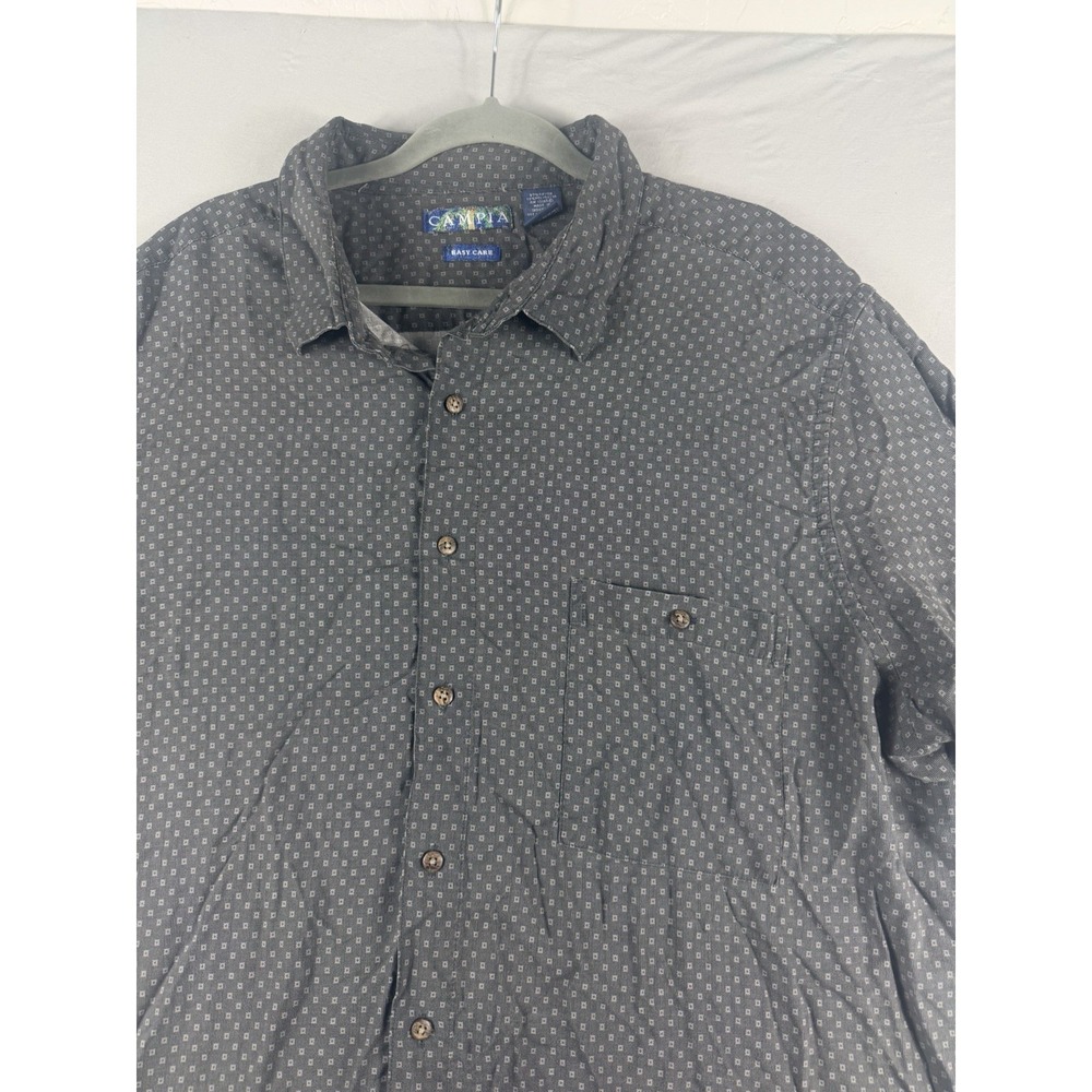 Campia easy care ss button up shirt, grey patterned, men's 3xl